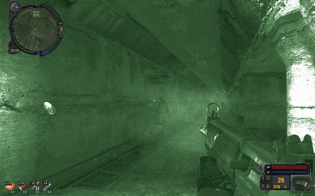 Night-vision can be helpful in the dark tunnel (Click image or link to go back)